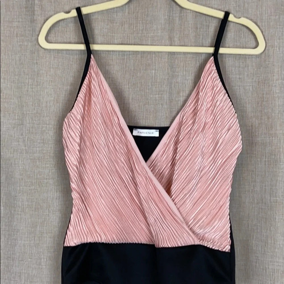 NWOT Parvenue Surplice Spaghetti Straps Pink & Black Bodysuit - Picture 5 of 8